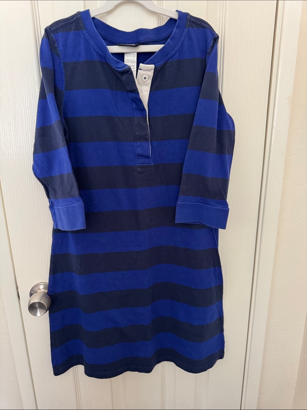 Women’s Blue & Navy Striped Casual Henley Dress